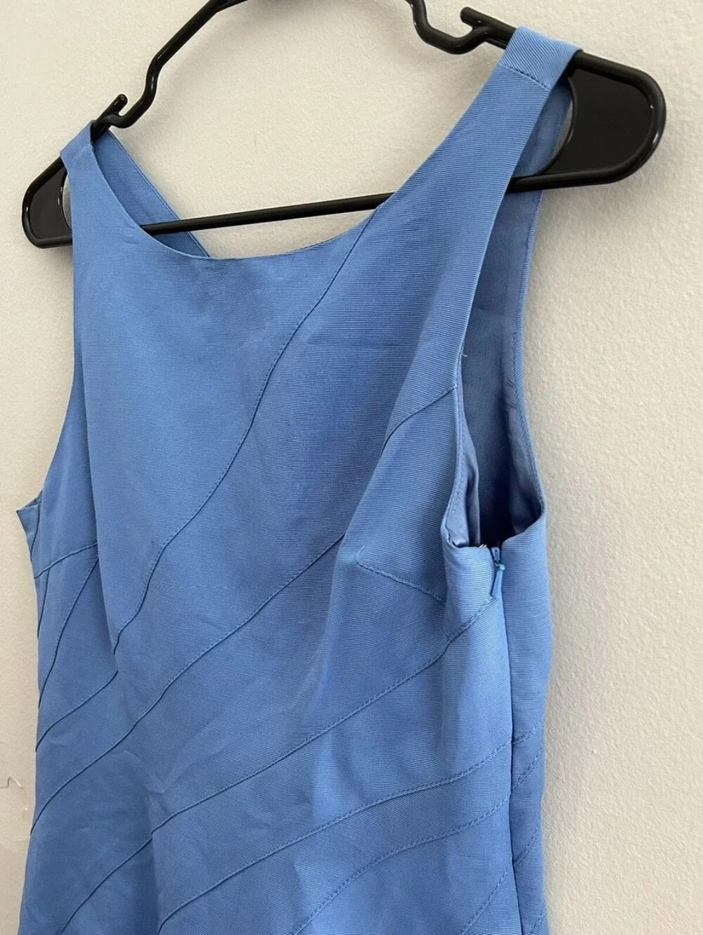 $375 Reiss Fairy Fit Flare Pleated Ottoman Blue Dress Women's Size 2 US